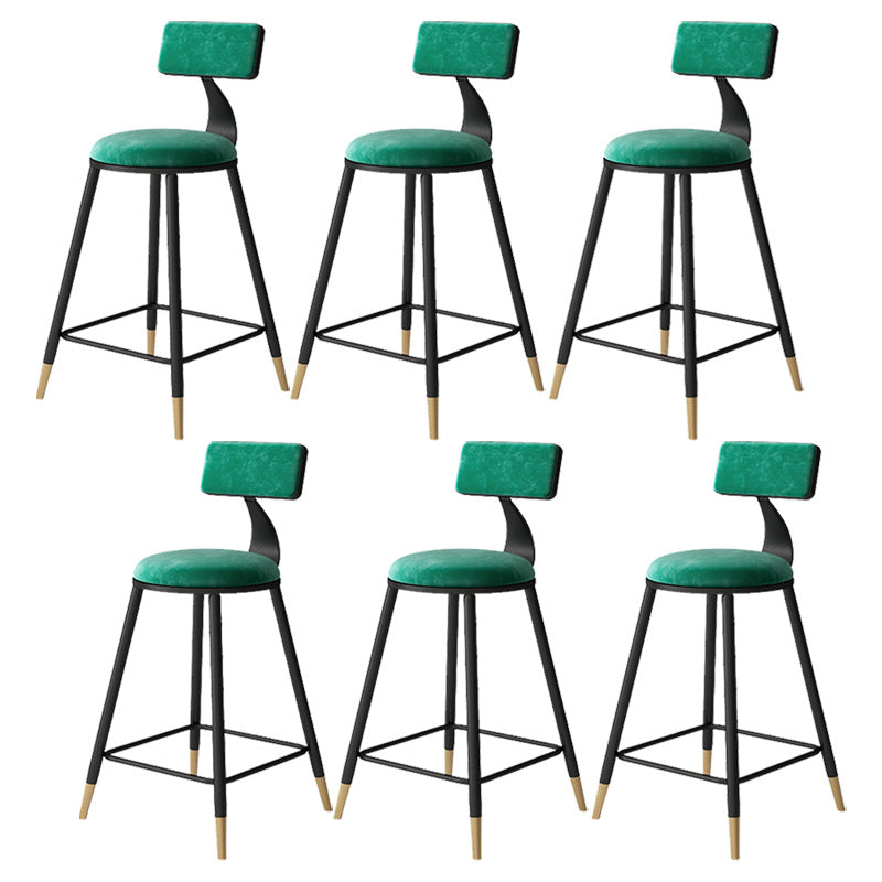 Contemporary Style Barstool Round Low Back Bar Stool with Metal Legs