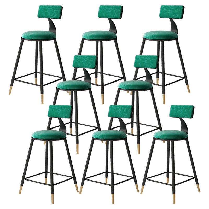 Contemporary Style Barstool Round Low Back Bar Stool with Metal Legs