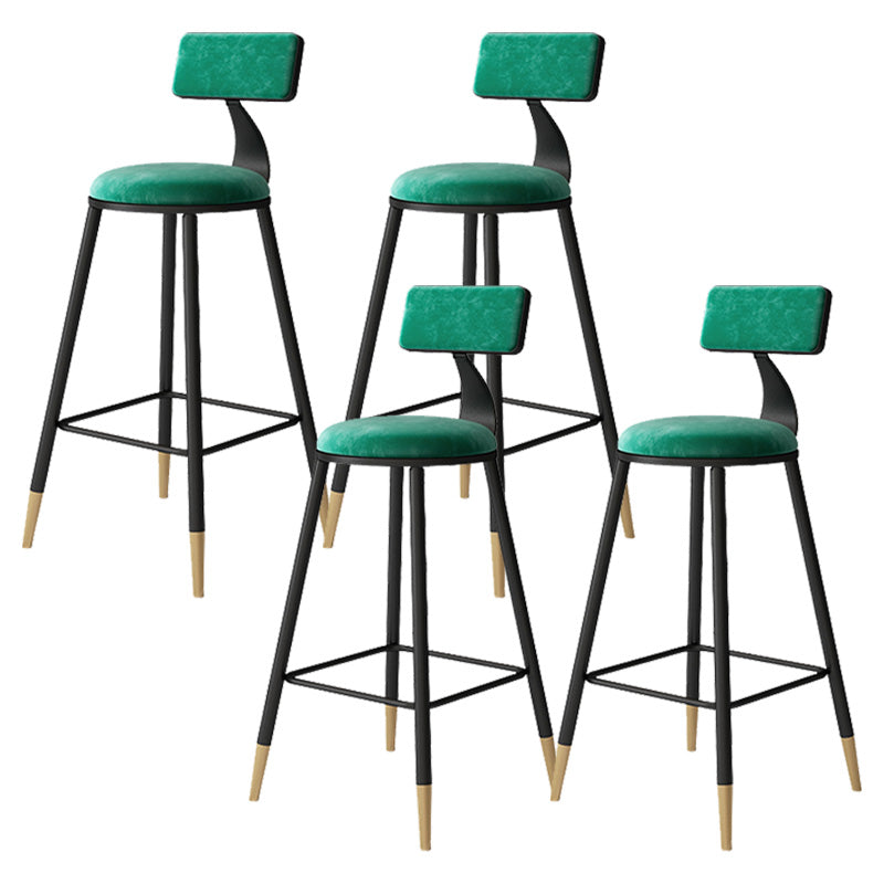Contemporary Style Barstool Round Low Back Bar Stool with Metal Legs