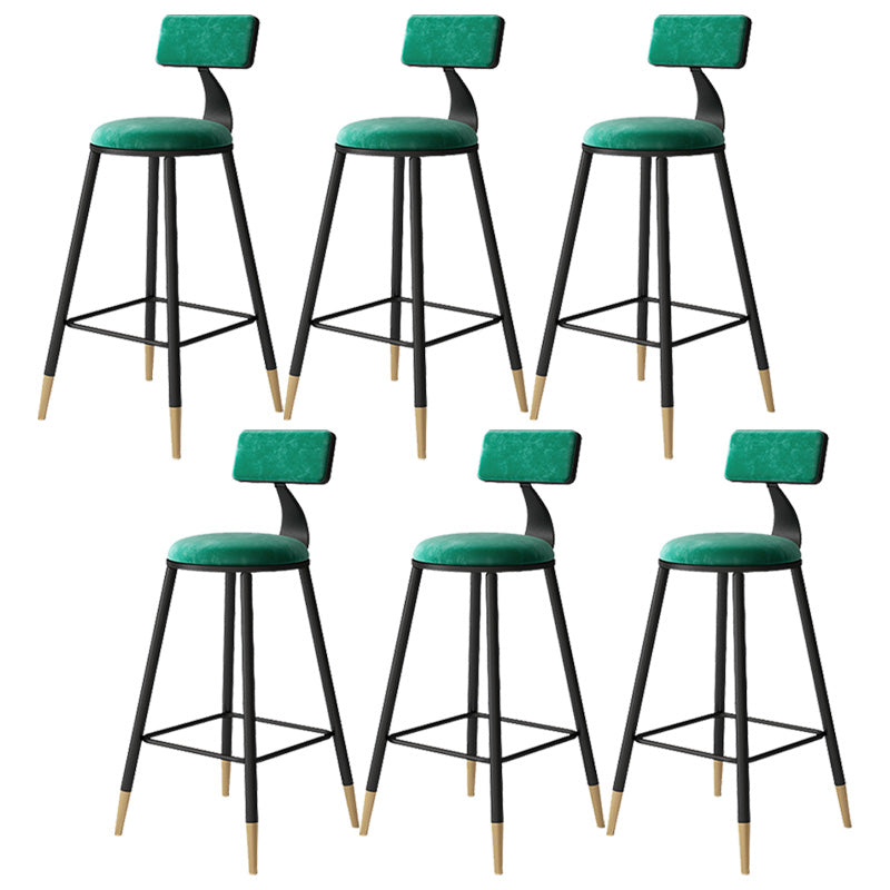 Contemporary Style Barstool Round Low Back Bar Stool with Metal Legs