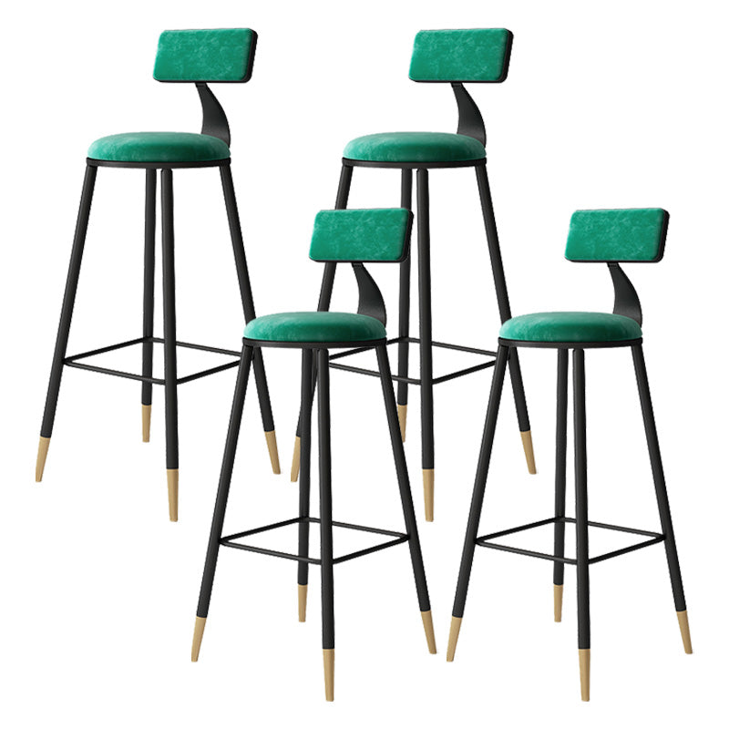 Contemporary Style Barstool Round Low Back Bar Stool with Metal Legs