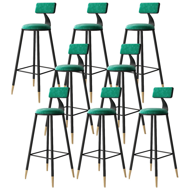 Contemporary Style Barstool Round Low Back Bar Stool with Metal Legs