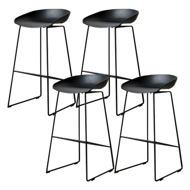 Glam Style Plastic Counter Stool Bucket Bar Stool with Metal Legs