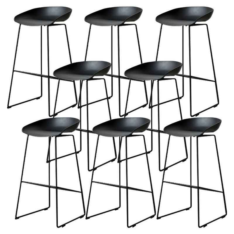 Glam Style Plastic Counter Stool Bucket Bar Stool with Metal Legs