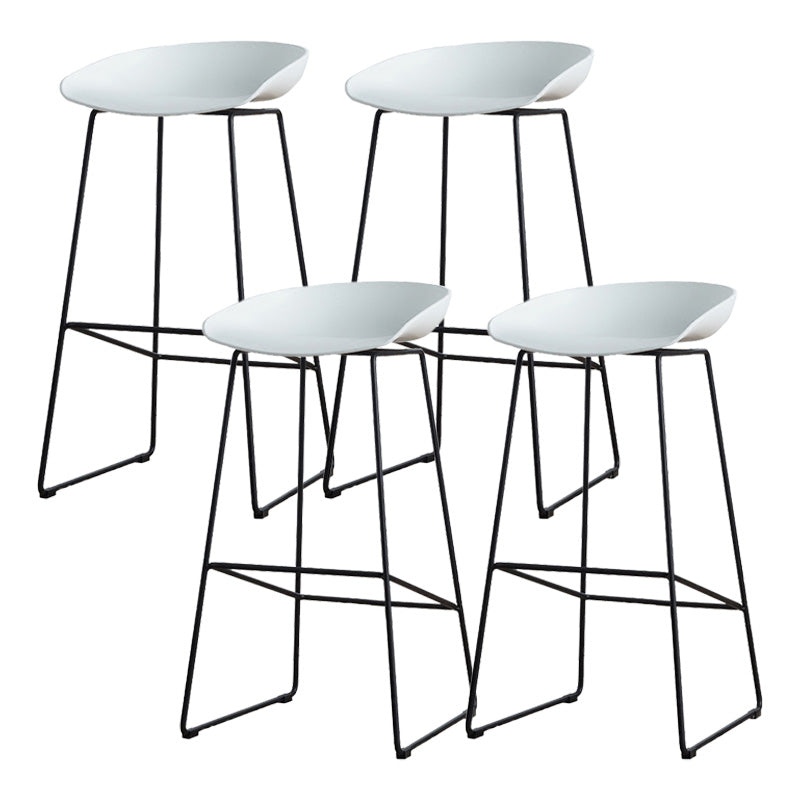 Glam Style Plastic Counter Stool Bucket Bar Stool with Metal Legs