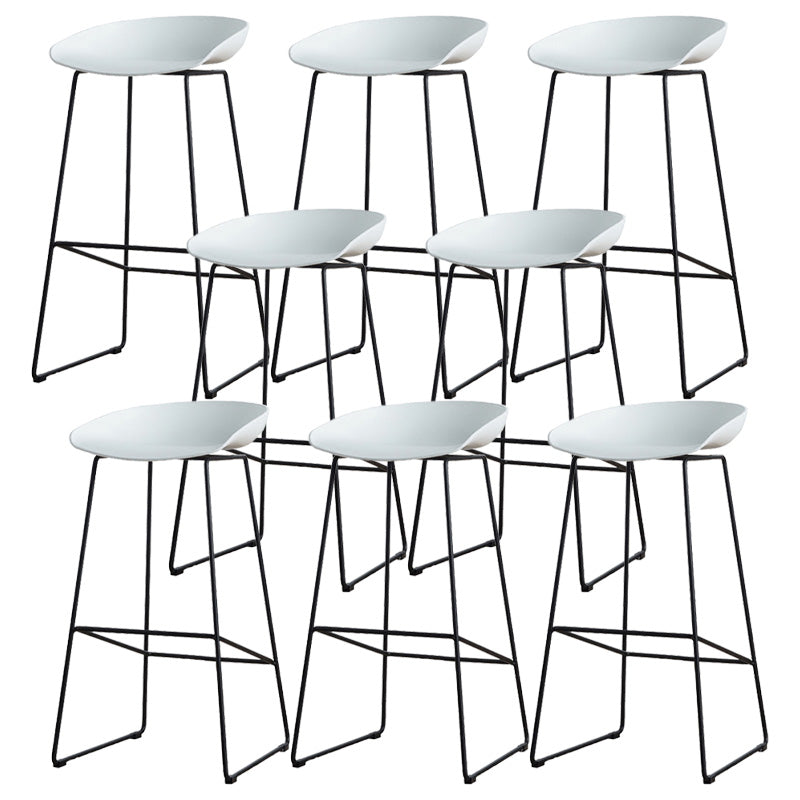 Glam Style Plastic Counter Stool Bucket Bar Stool with Metal Legs