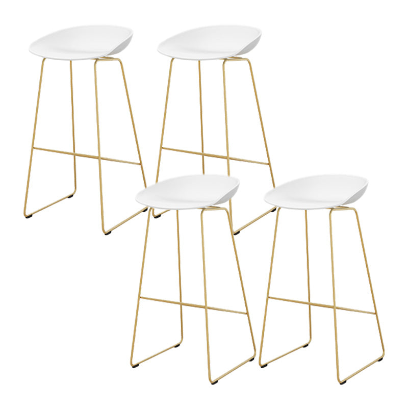 Glam Style Plastic Counter Stool Bucket Bar Stool with Metal Legs