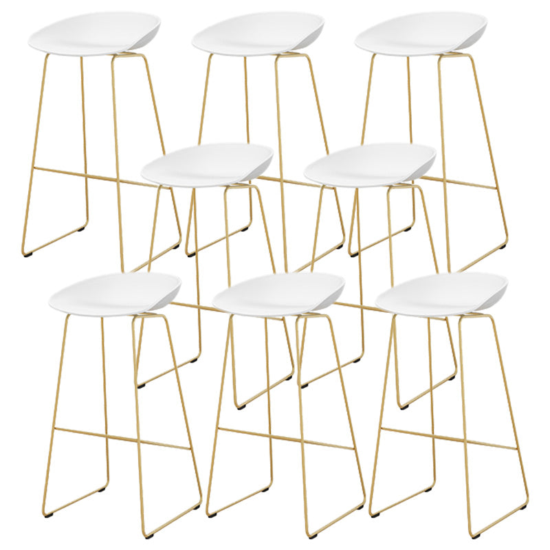 Glam Style Plastic Counter Stool Bucket Bar Stool with Metal Legs