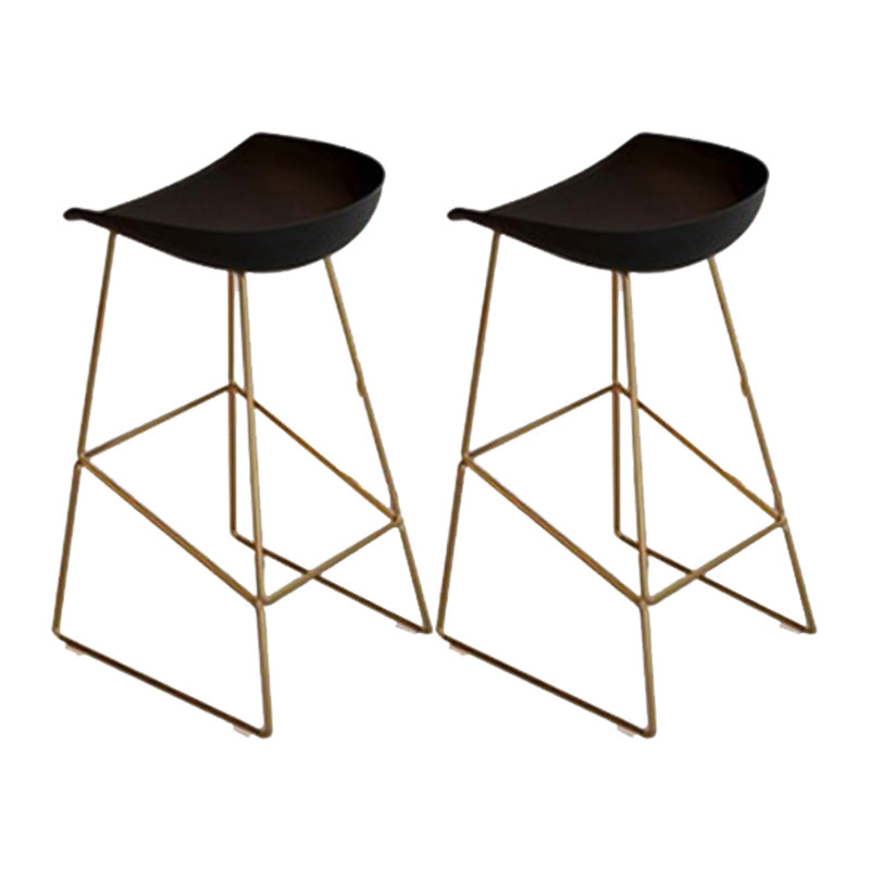 Glam Style Plastic Counter Stool Bucket Bar Stool with Metal Legs