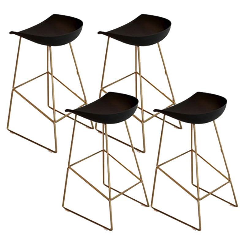 Glam Style Plastic Counter Stool Bucket Bar Stool with Metal Legs