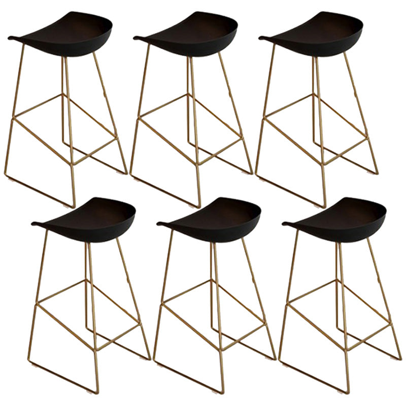 Glam Style Plastic Counter Stool Bucket Bar Stool with Metal Legs