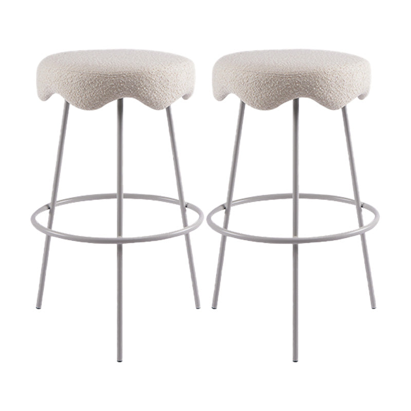 Contemporary Style Counter Stool Upholstered Bar-height Bar Stool with Metal Base