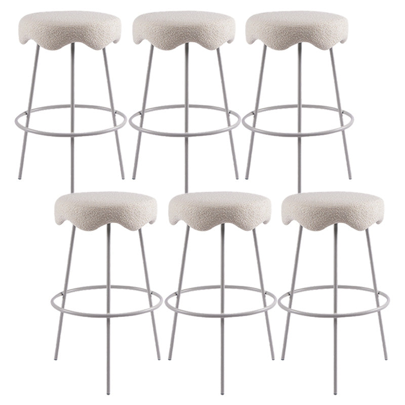 Contemporary Style Counter Stool Upholstered Bar-height Bar Stool with Metal Base