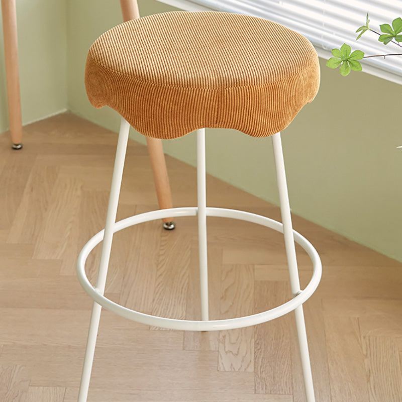 Contemporary Style Counter Stool Upholstered Bar-height Bar Stool with Metal Base