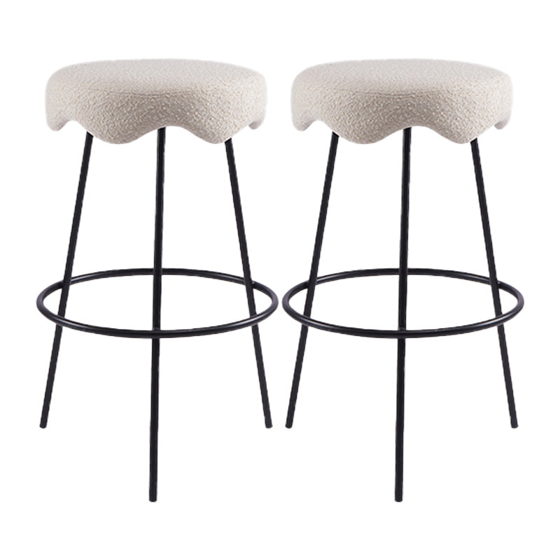 Contemporary Style Counter Stool Upholstered Bar-height Bar Stool with Metal Base