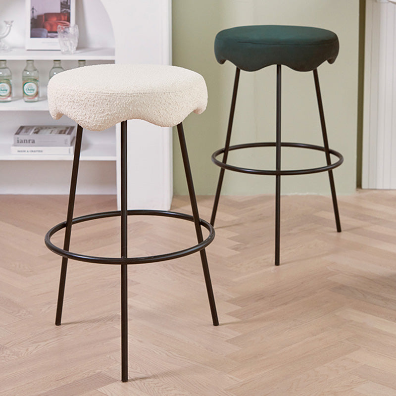Contemporary Style Counter Stool Upholstered Bar-height Bar Stool with Metal Base