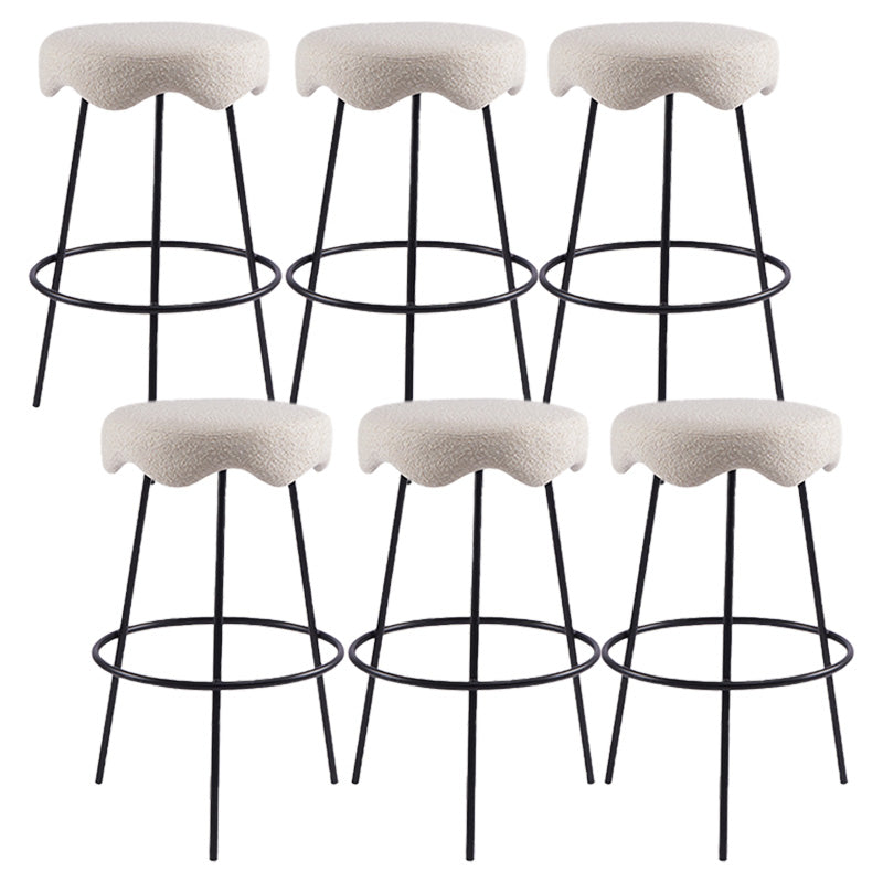 Contemporary Style Counter Stool Upholstered Bar-height Bar Stool with Metal Base