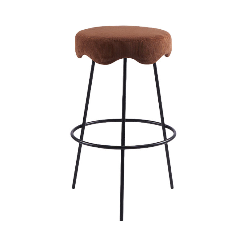 Contemporary Style Counter Stool Upholstered Bar-height Bar Stool with Metal Base