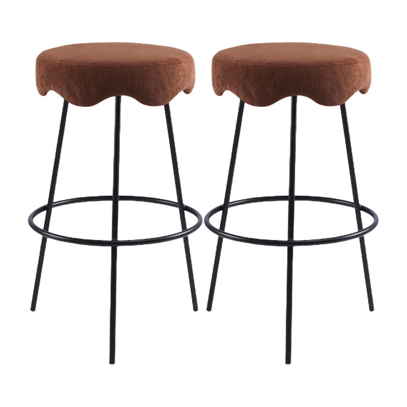 Contemporary Style Counter Stool Upholstered Bar-height Bar Stool with Metal Base
