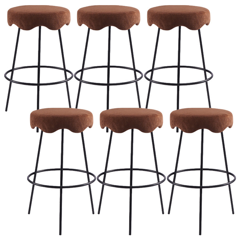 Contemporary Style Counter Stool Upholstered Bar-height Bar Stool with Metal Base
