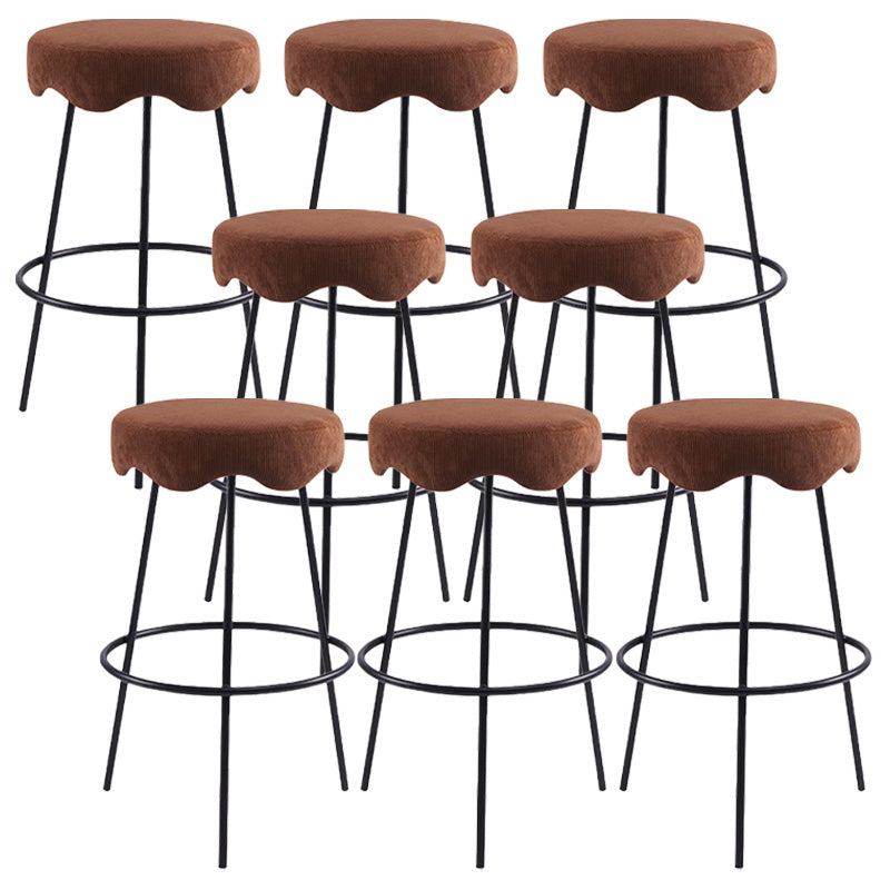 Contemporary Style Counter Stool Upholstered Bar-height Bar Stool with Metal Base
