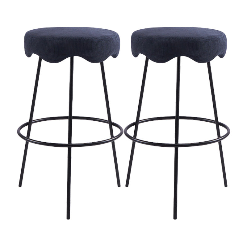Contemporary Style Counter Stool Upholstered Bar-height Bar Stool with Metal Base