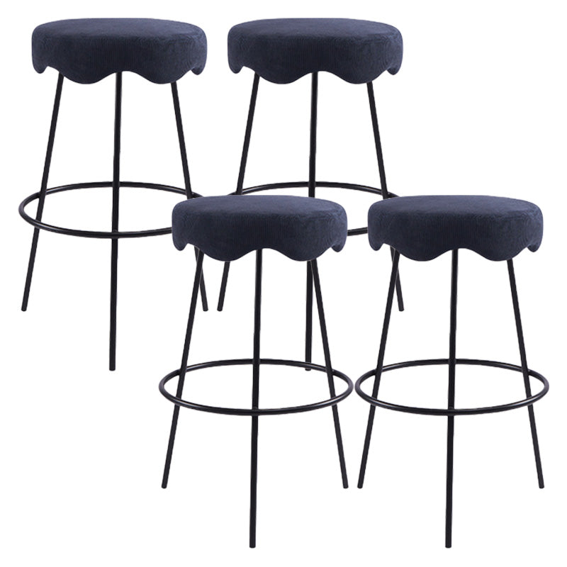 Contemporary Style Counter Stool Upholstered Bar-height Bar Stool with Metal Base