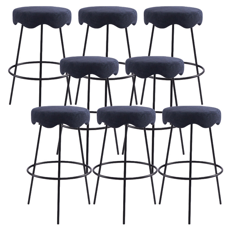 Contemporary Style Counter Stool Upholstered Bar-height Bar Stool with Metal Base