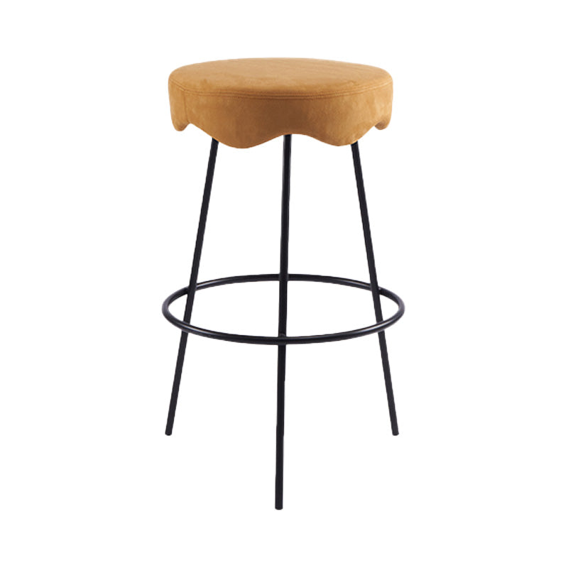 Contemporary Style Counter Stool Upholstered Bar-height Bar Stool with Metal Base