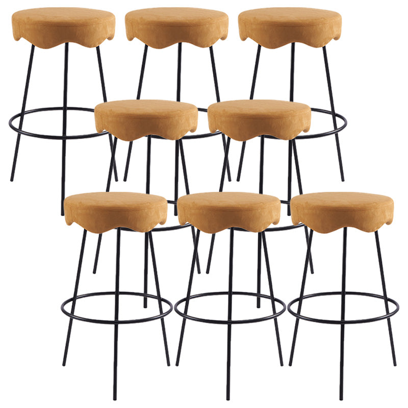 Contemporary Style Counter Stool Upholstered Bar-height Bar Stool with Metal Base
