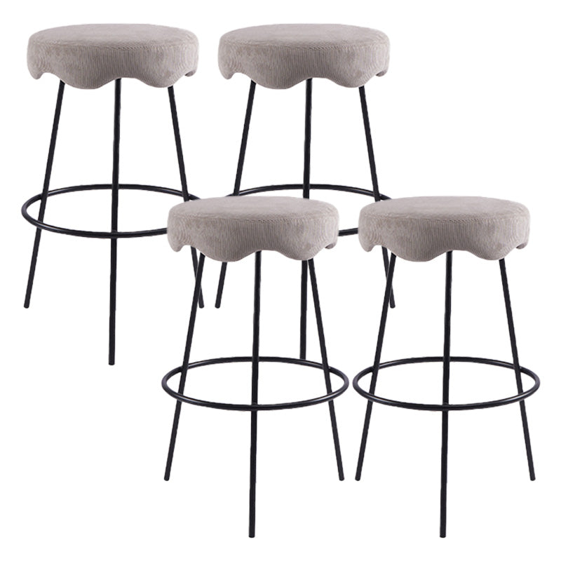 Contemporary Style Counter Stool Upholstered Bar-height Bar Stool with Metal Base