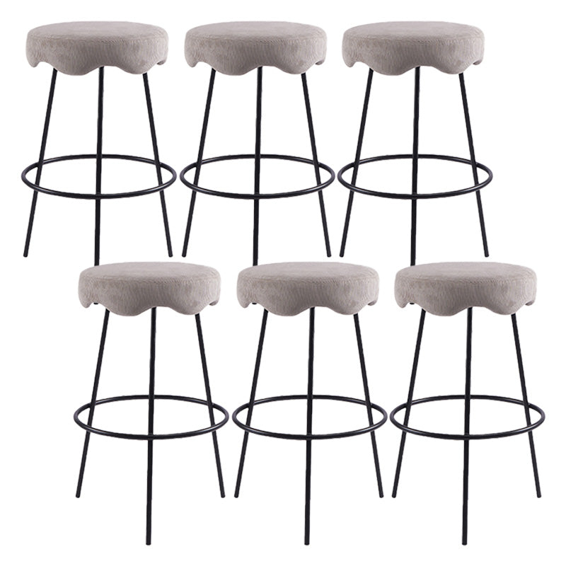 Contemporary Style Counter Stool Upholstered Bar-height Bar Stool with Metal Base