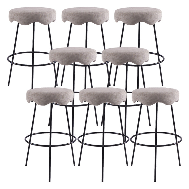 Contemporary Style Counter Stool Upholstered Bar-height Bar Stool with Metal Base