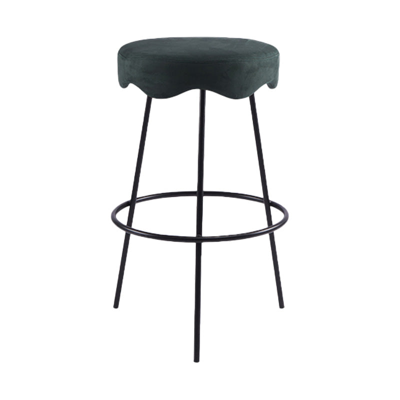 Contemporary Style Counter Stool Upholstered Bar-height Bar Stool with Metal Base