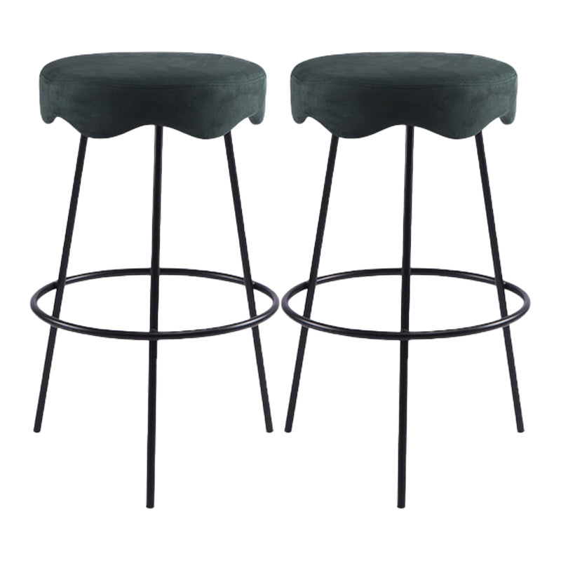 Contemporary Style Counter Stool Upholstered Bar-height Bar Stool with Metal Base