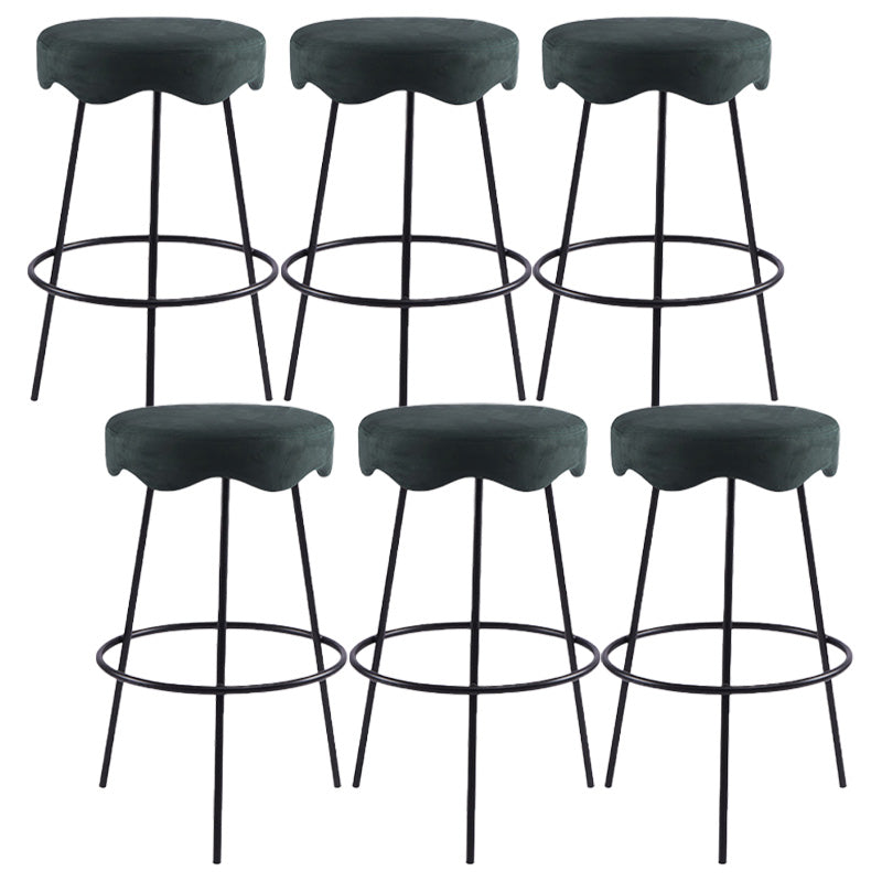 Contemporary Style Counter Stool Upholstered Bar-height Bar Stool with Metal Base