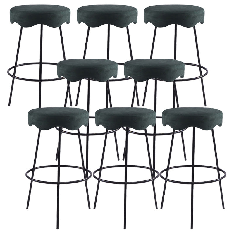 Contemporary Style Counter Stool Upholstered Bar-height Bar Stool with Metal Base