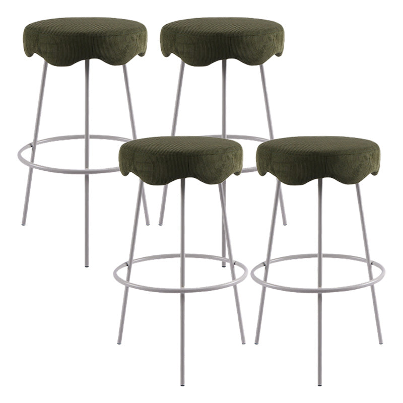 Contemporary Style Counter Stool Upholstered Bar-height Bar Stool with Metal Base