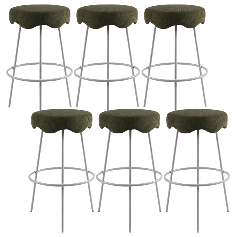Contemporary Style Counter Stool Upholstered Bar-height Bar Stool with Metal Base
