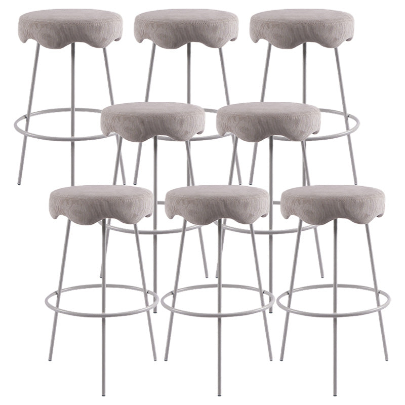 Contemporary Style Counter Stool Upholstered Bar-height Bar Stool with Metal Base