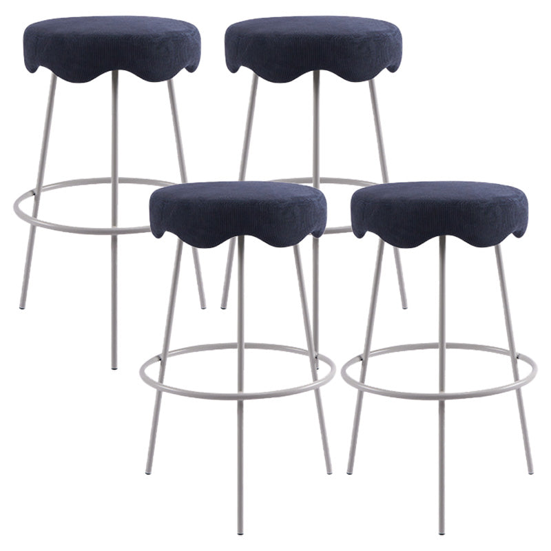 Contemporary Style Counter Stool Upholstered Bar-height Bar Stool with Metal Base