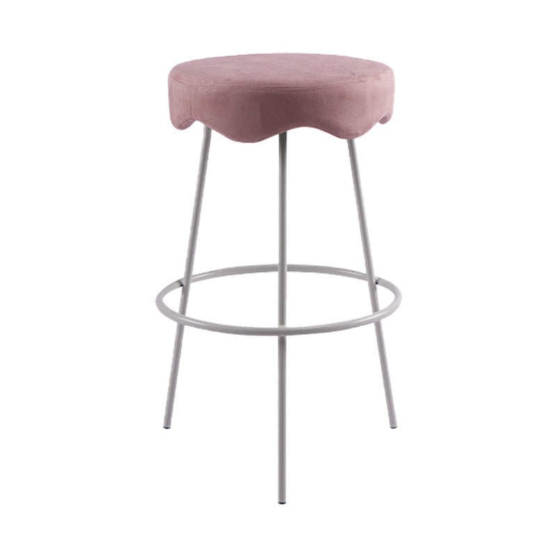 Contemporary Style Counter Stool Upholstered Bar-height Bar Stool with Metal Base