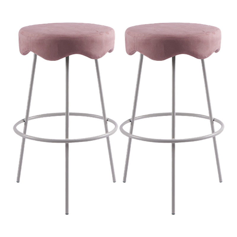 Contemporary Style Counter Stool Upholstered Bar-height Bar Stool with Metal Base