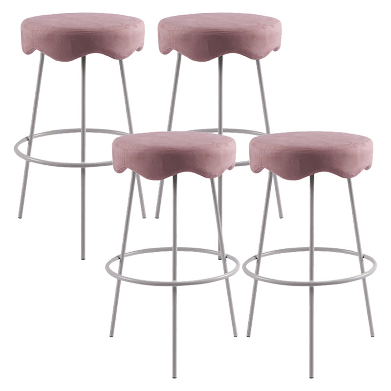 Contemporary Style Counter Stool Upholstered Bar-height Bar Stool with Metal Base
