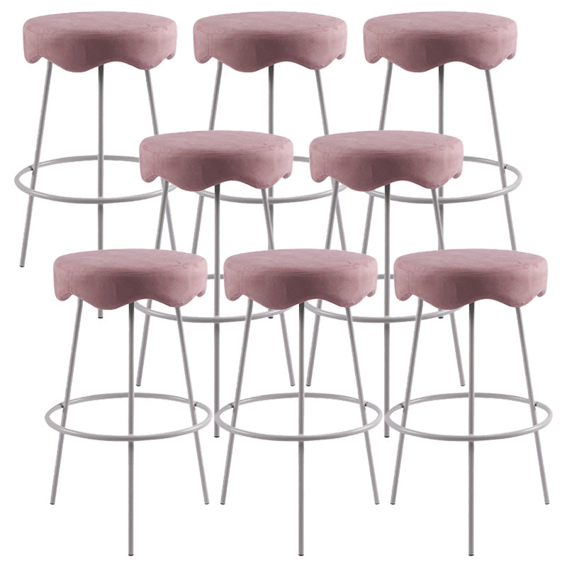 Contemporary Style Counter Stool Upholstered Bar-height Bar Stool with Metal Base