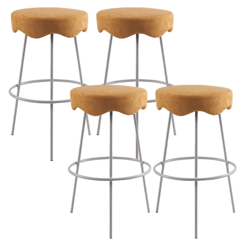 Contemporary Style Counter Stool Upholstered Bar-height Bar Stool with Metal Base