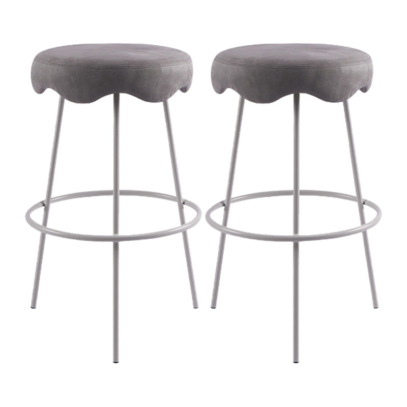 Contemporary Style Counter Stool Upholstered Bar-height Bar Stool with Metal Base