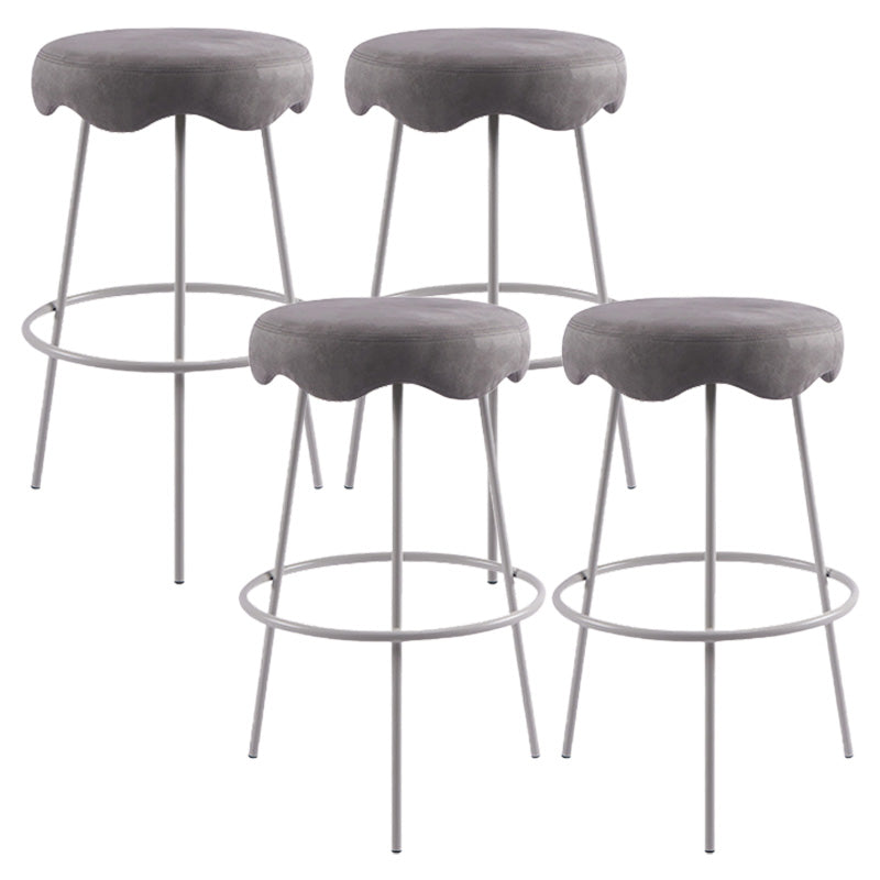 Contemporary Style Counter Stool Upholstered Bar-height Bar Stool with Metal Base