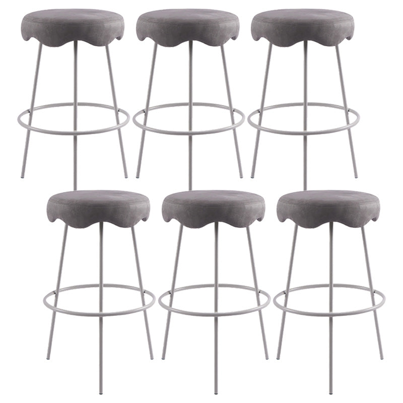 Contemporary Style Counter Stool Upholstered Bar-height Bar Stool with Metal Base