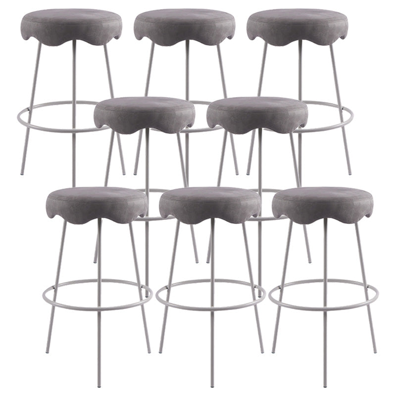 Contemporary Style Counter Stool Upholstered Bar-height Bar Stool with Metal Base